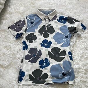 Boys Swannies, Co. Floral Polo Shirt in Blue and Gray